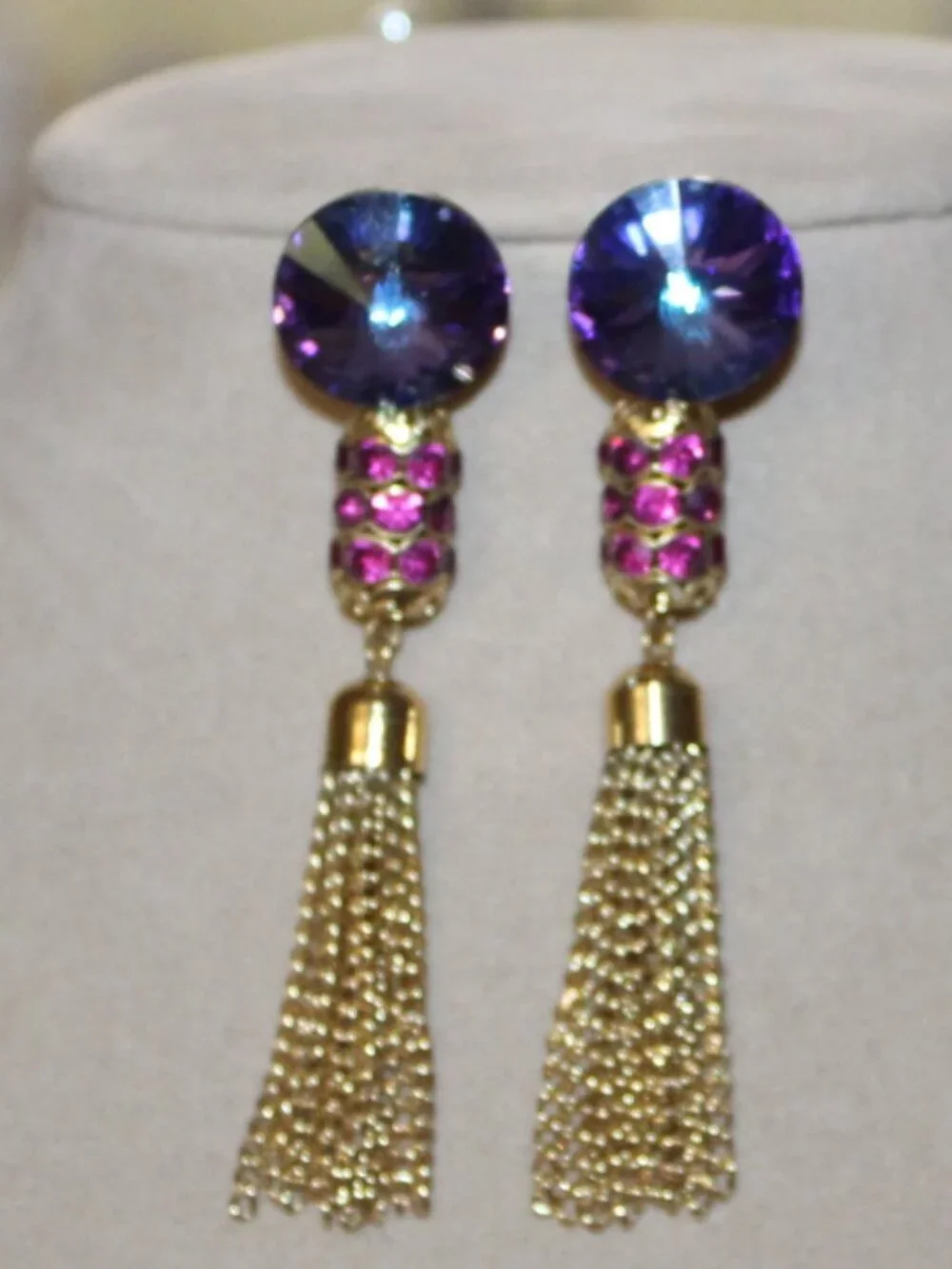 NWOT Vintage Swarovski Tassel Earrings STUNNING! - Picture 7 of 7